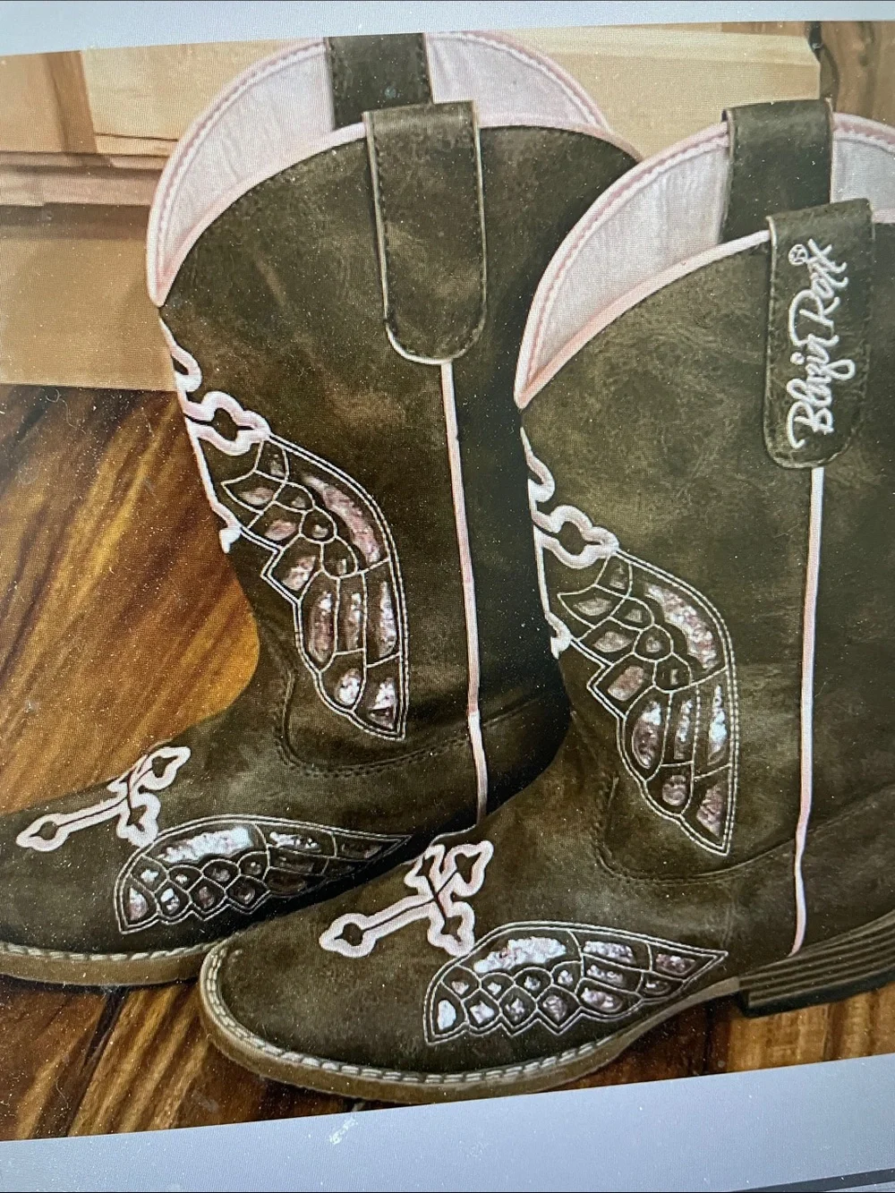 Blazin Roxx Children’s Cowboy Boots - Brown & Pink Girls Size 3